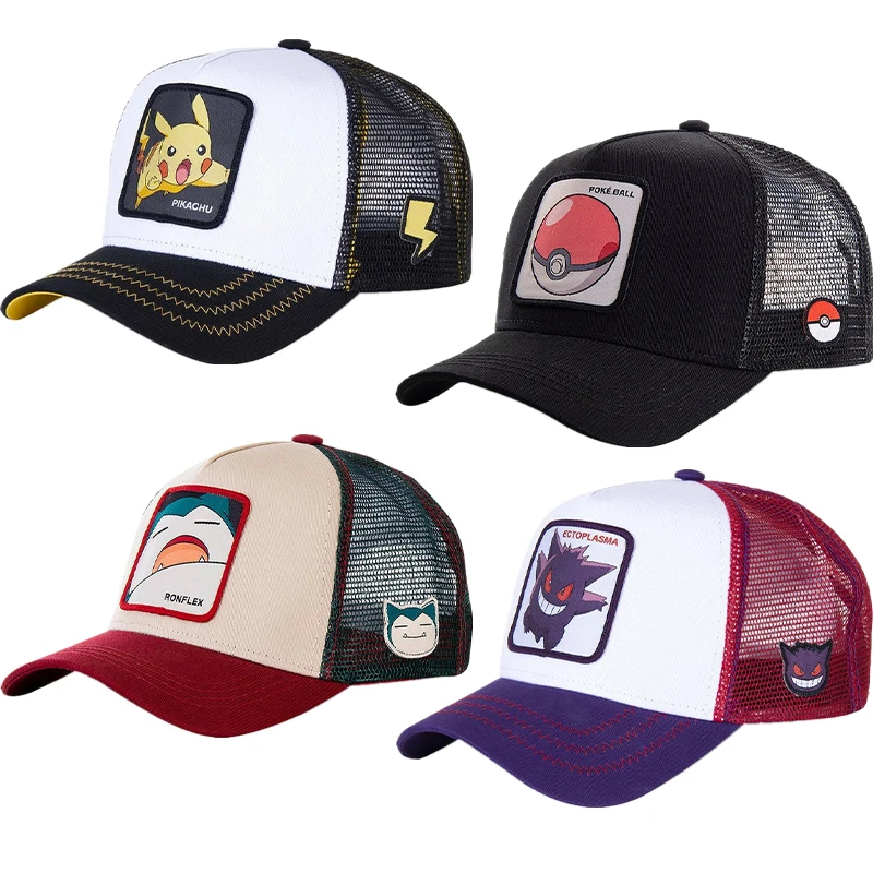 

Anime Pikachu Baseball Cap Kawaii Charizard Squirrel Boys Cartoon Summer Outdoor All-Match Hip Hop Mesh Sun Adjustable Hat Gifts