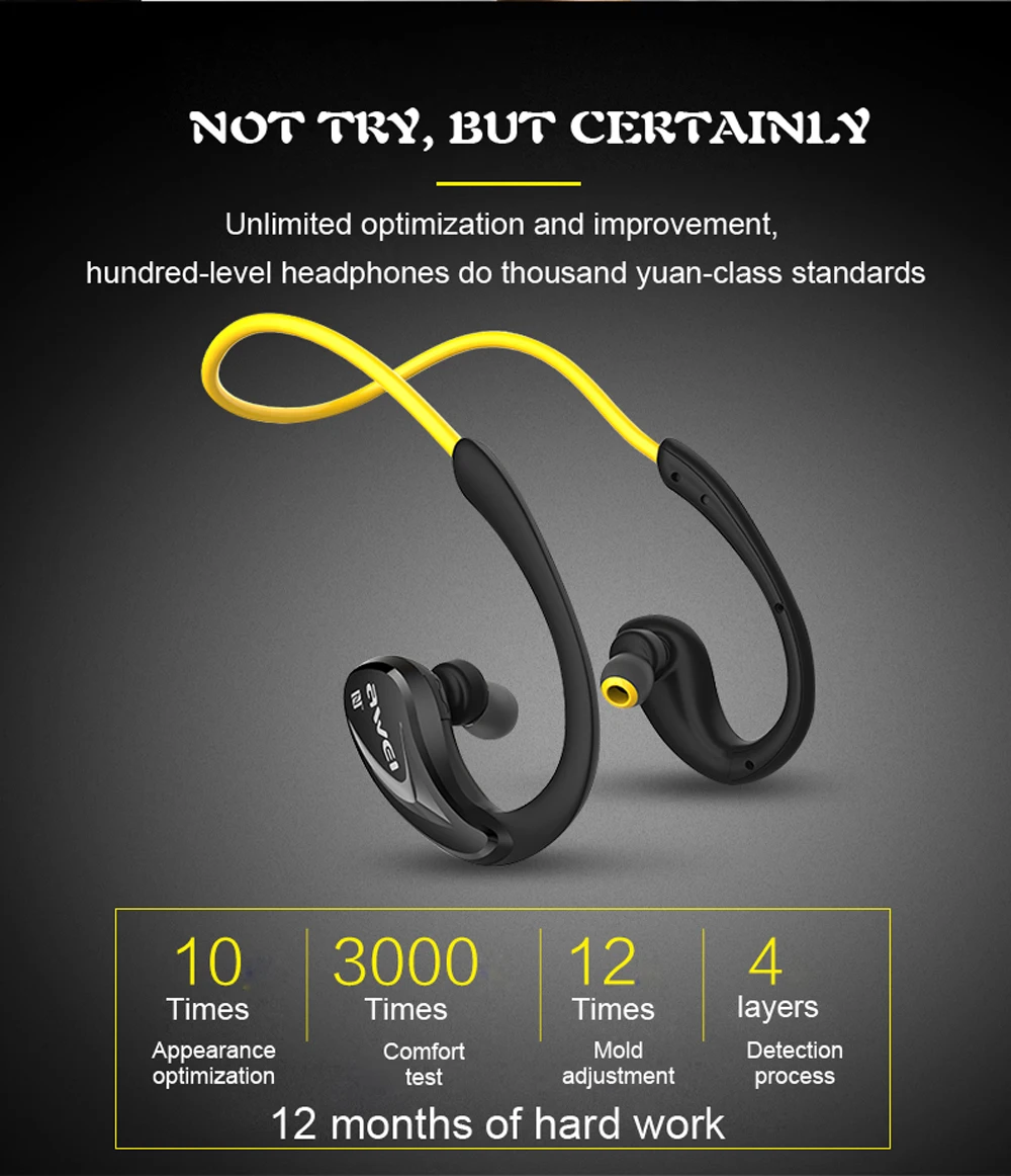 Беспроводные Bluetooth Наушники Awei A880BL спортивные наушники AptX для велоспорта