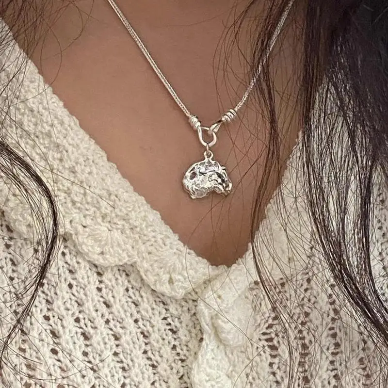 Ожерелье из стерлингового серебра 925 пробы неравномерная подвеска-подушка цепь с