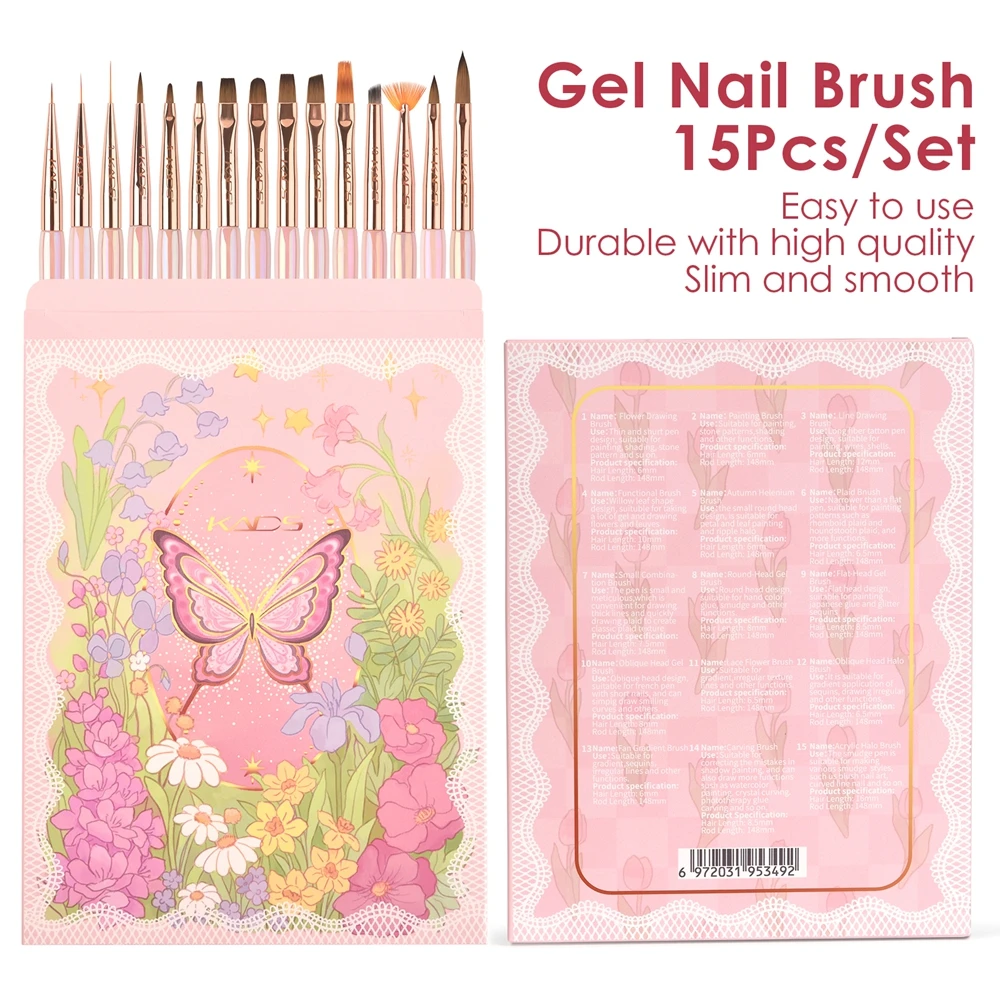 15PCS / Kit Художественная кисть для ногтей Акрил гравировальная ручка Печать