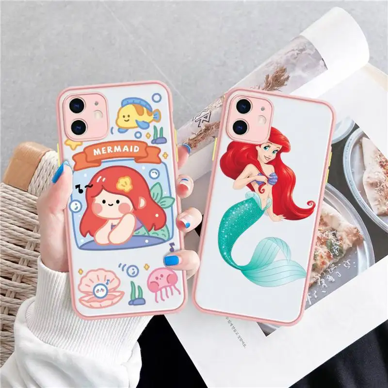 

Disney Ariel The Mermaid Phone Case for iPhone X XR XS 7 8 Plus 11 12 13 pro MAX 13mini Translucent Matte Case