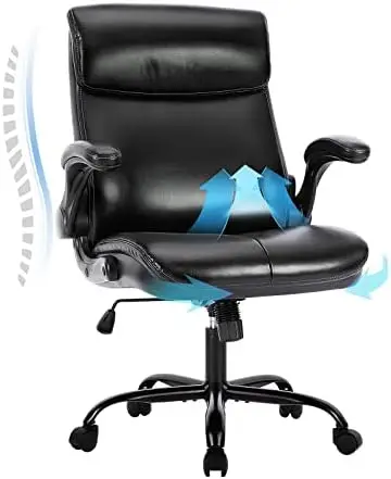 

Chair, Executive Home Office Computer Desk Chair, Ergonomic Leather Chair for Lumbar Support and Comfort, Adjustable Height and