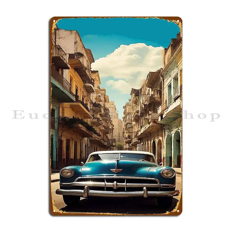 Habana Streets Cuba Island Винтажный туристический постер Металлическая табличка Плакат