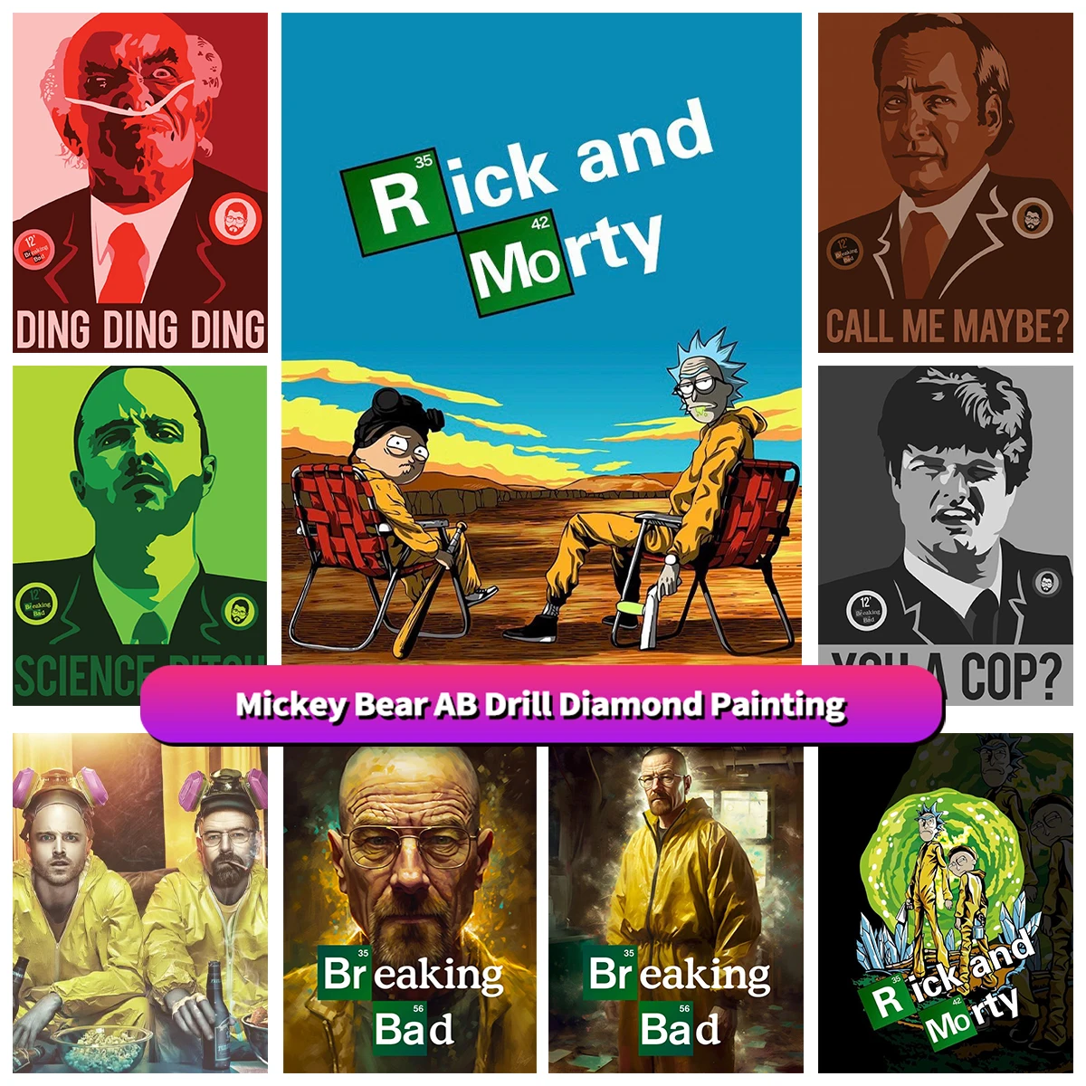

Breaking Bad Diamond Rhinestones Painting Classic TV Series Cross Stitch Embroidery Mosaic Poster 5D Art Full Drill Home Decor