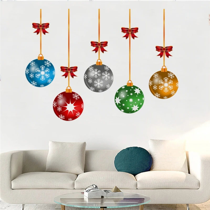 

2020 Christmas Balls Window Stickers Wall Christmas Window Wall Decor Merry Christmas Decor for Home New Year Sticker Door Decor