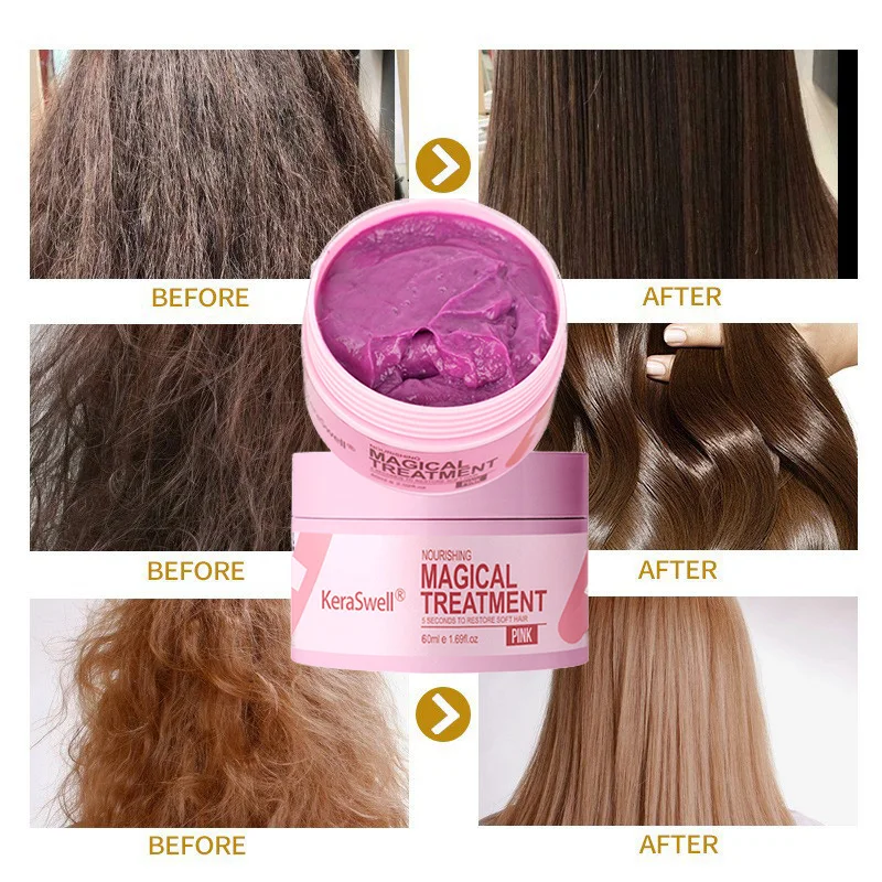 60ml Magical Hair Mask 5 Seconds Repair Damage Frizzy Soft Smooth Shiny Hair Deep Moisturize Hair Treat Repair Hair Scalp Care