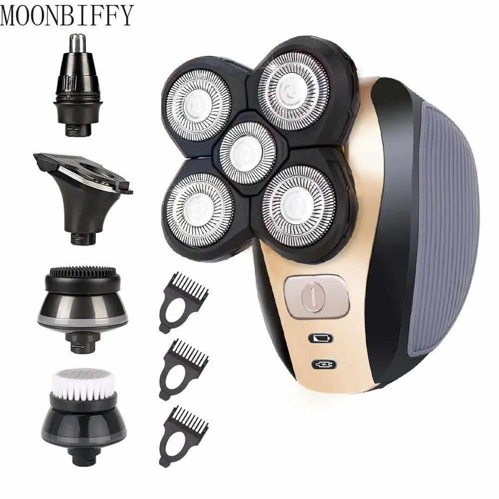 

5-in-1 Electric Shaver for Men 4D Floating Head Shavers for Bald Men 5 Head Cordless Grooming Kit with Waterproof IPX6