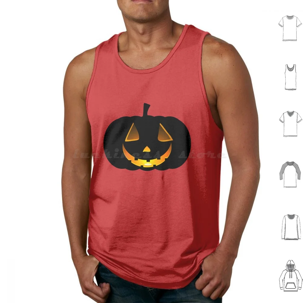 

Black Pumpkin Jack-O-Lantern Tank Tops Print Cotton Scary Pumpkin Halloween Angry Ghost Horror Zombie Holiday