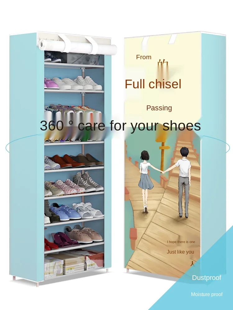 

2022 New Shoe Rack Simple Shoe Cabinet At Home Door Multi-layer Dust-proof Economy Dormitory Storage Room Artifact Shelf Shoe
