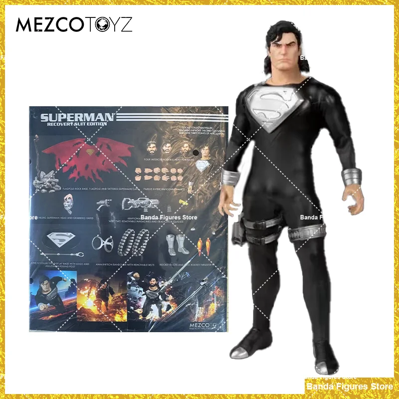 Оригинальный MEZCO TOYZ ONE 12 Супермен возвращается в черной боевой одежде наличии
