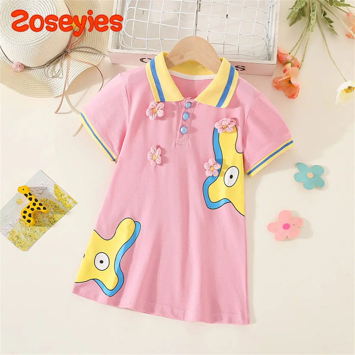 

Женское Спортивное Повседневное платье с коротким рукавом и маленьким отворотом, однотонное с принтом, повседневная длина до колена, яркий ...