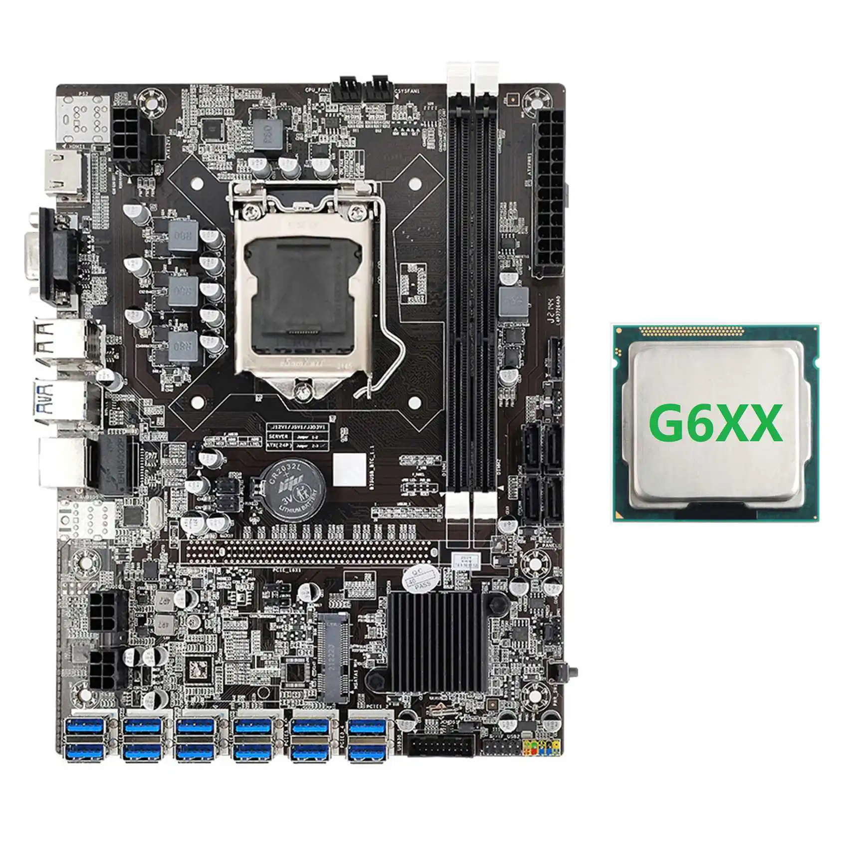 

B75 ETH Mining Motherboard 12 PCIE to USB3.0 Adapter+G6XX CPU LGA1155 MSATA DDR3 B75 USB ETH Miner Motherboard