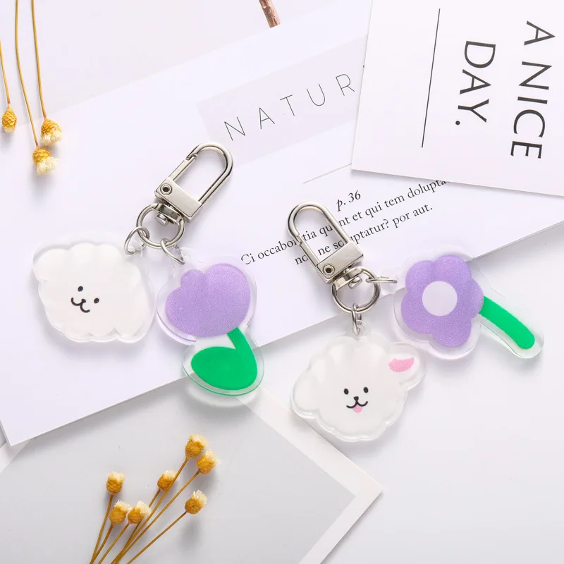 

New Colorful Clouds Keychain Insects Car Key Women Bag Accessories Jewelry Gifts Anime Key Ring