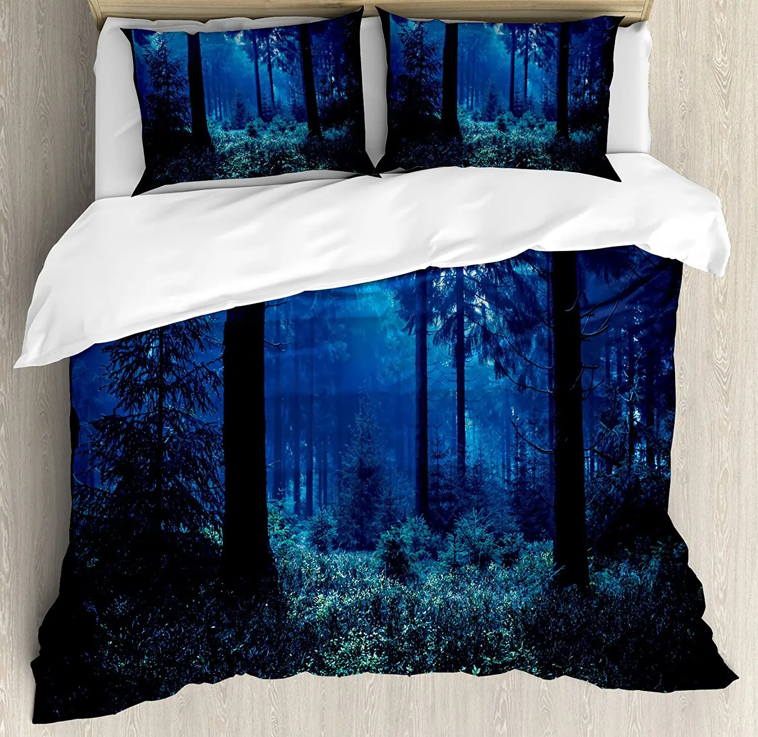 

Night Bedding Set For Home Double Bed Misty Nature Scene of Autumn Forest in Thuringia Germany Tranquil Woodland Duvet Cover Set