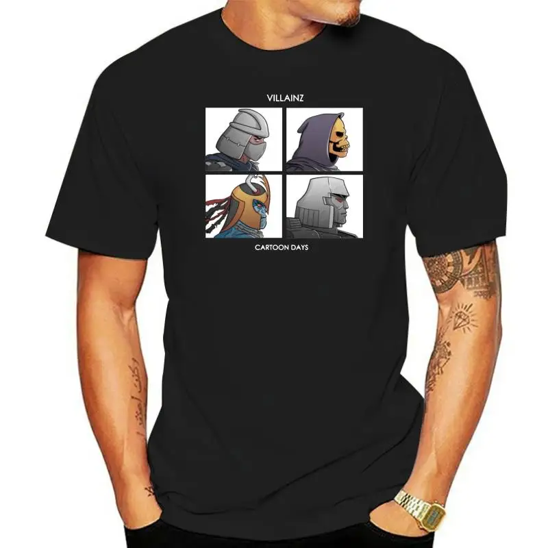 

Villainz Cartoon Days Demon Days Parody Black T-Shirt Shredder Skeletor Mumm-Ra Unisex Loose Fit Tee Shirt