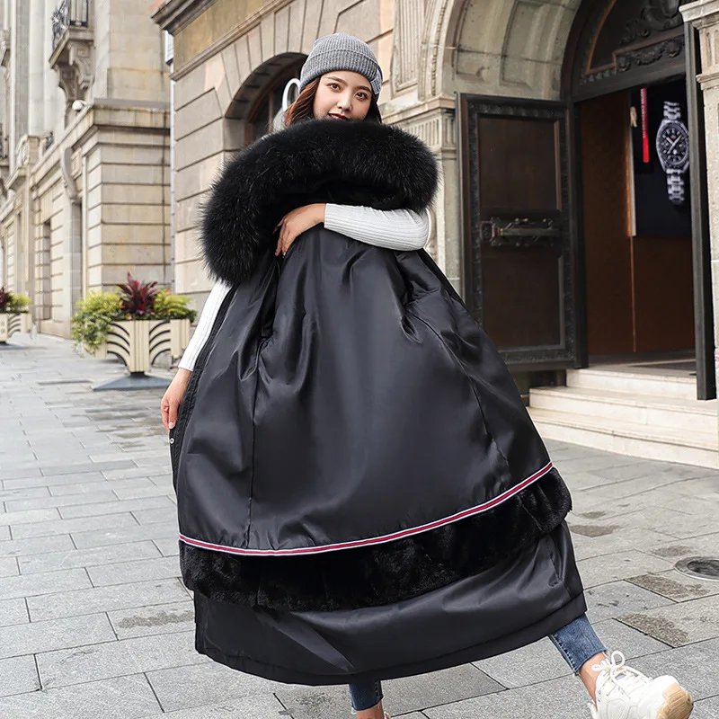 Длинная зимняя Толстая свободная хлопковая съемная подкладка большого размера