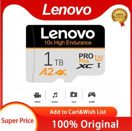 

Top Lenovo Original Micro Mini SD TF Flash Card A3 V30 128G 256G Fast-Speed Memory Card For Games Camera Smartphone Adapter 512G