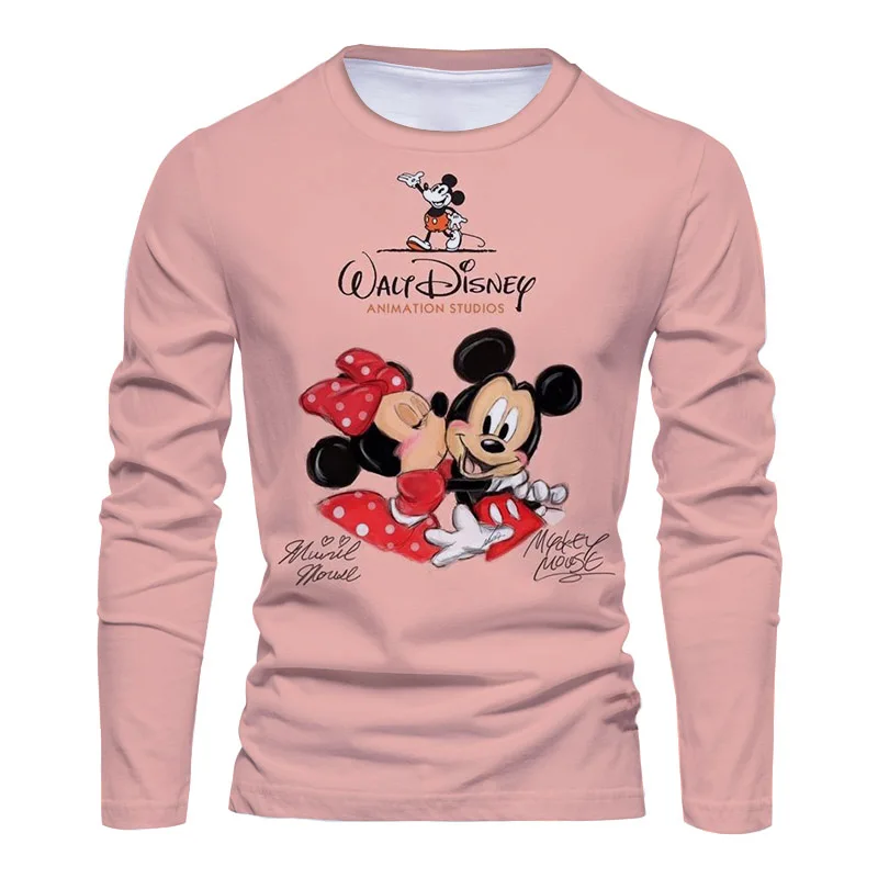 

New Fall Trend Streetwear Disney Brand Stitch and Mickey Anime 3D Printed Harajuku Casual Men's Crew Neck Long Sleeve T Shirt
