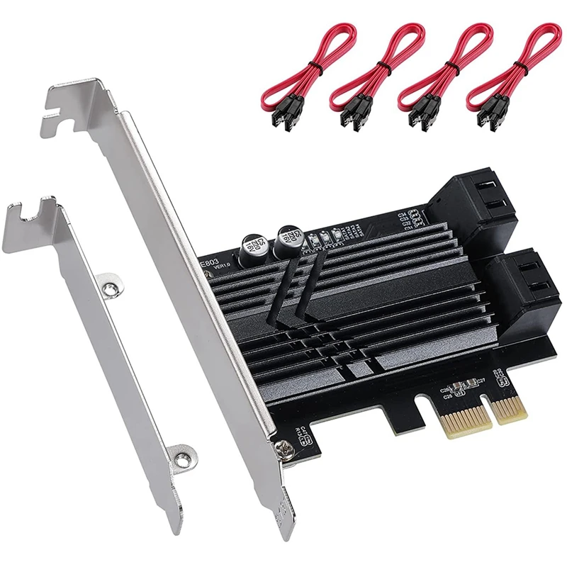 

Плата Pcie SATA 4 порта 1X, PCI Express SATA 3,0 контроллер Расширительная карта 6 Гбит/с, карта SATA 3,0 Pcie с 4 кабелями SATA