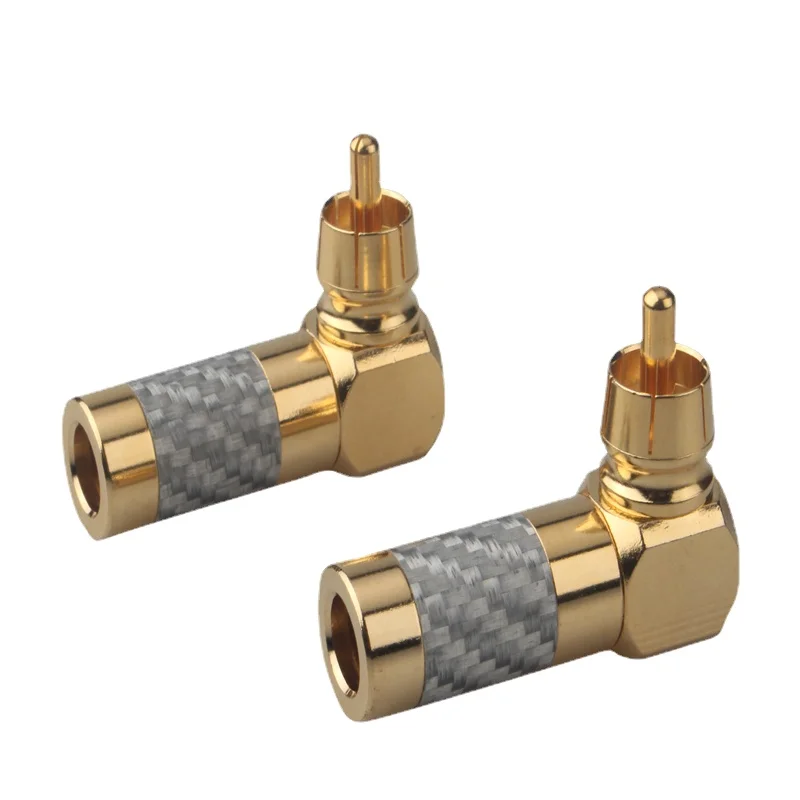 

HiFi Audio Adapter Carbon Fiber Pure Copper DIY RCA Plug 7mm Gold-plated Signal Cable Lotus Connector