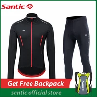 santic men cycling suit winter cycling jackets pants fleece sports thermal mtb sets warm up bicycle windproof