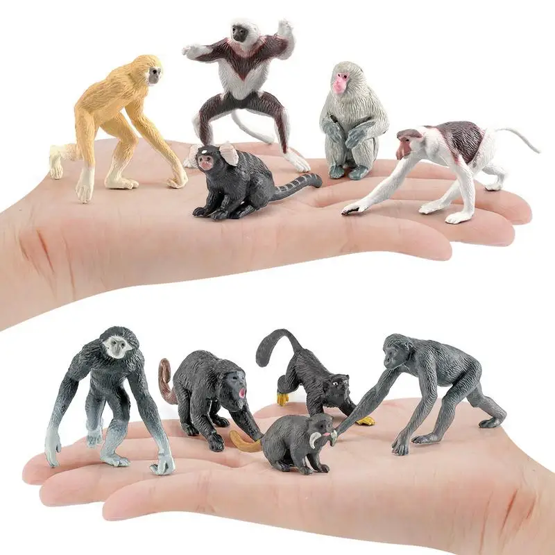 

Monkeys And Gorillas Figurines Action Figures Jungle Animals Monkey Toy Set Chimpanzee Mandrill Gibbons Monkey Figure Realistic