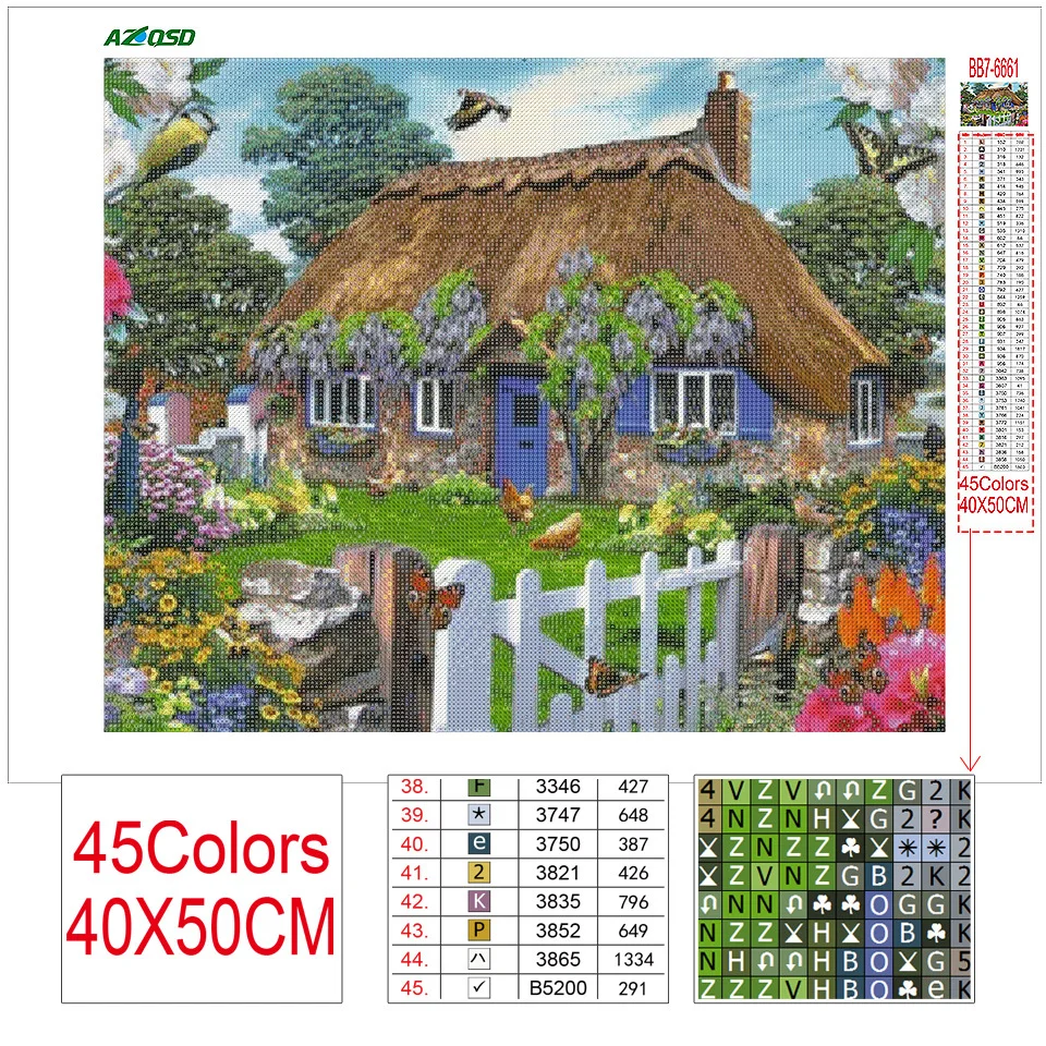 azqsd 5d diy diamond painting house new arrival gift diamond embroidery flower landscape cross stitch kits childrens room decor free global shipping