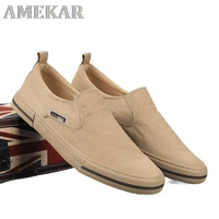 men slip on breathable canvas shoes casual student loafers shoes recreational summer moccasins fashion flat sneakers footwear