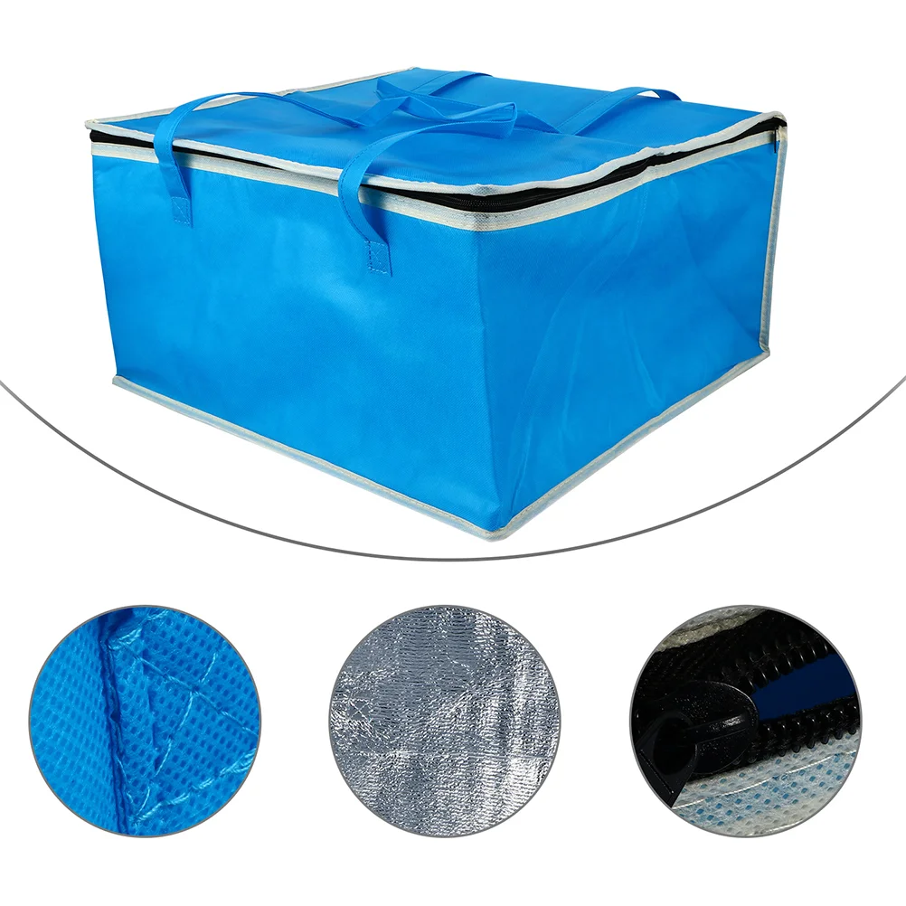 

Thermal Delivery Bag Picnic Bag: Meal Grocery Tote Keep Warm Pizza Hot Cold Delivery Carrier Seafood Cake Bento Bag Blue