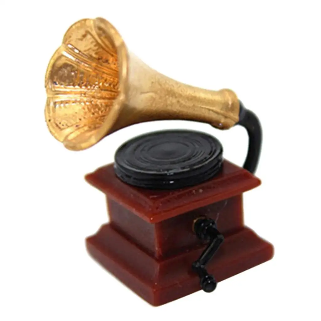 

1/12 Vintage Record Player Gramophone Model Dollhouse Living Room Bedroom