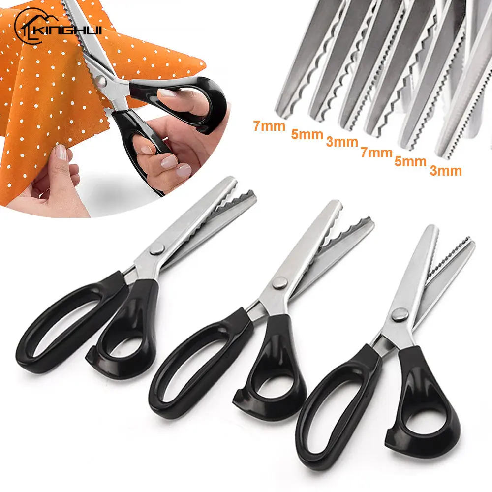 Ножницы из нержавеющей стали для шитья, профессиональные швейные ножницы с зигзагообразным вырезом для шитья одежды и ткани