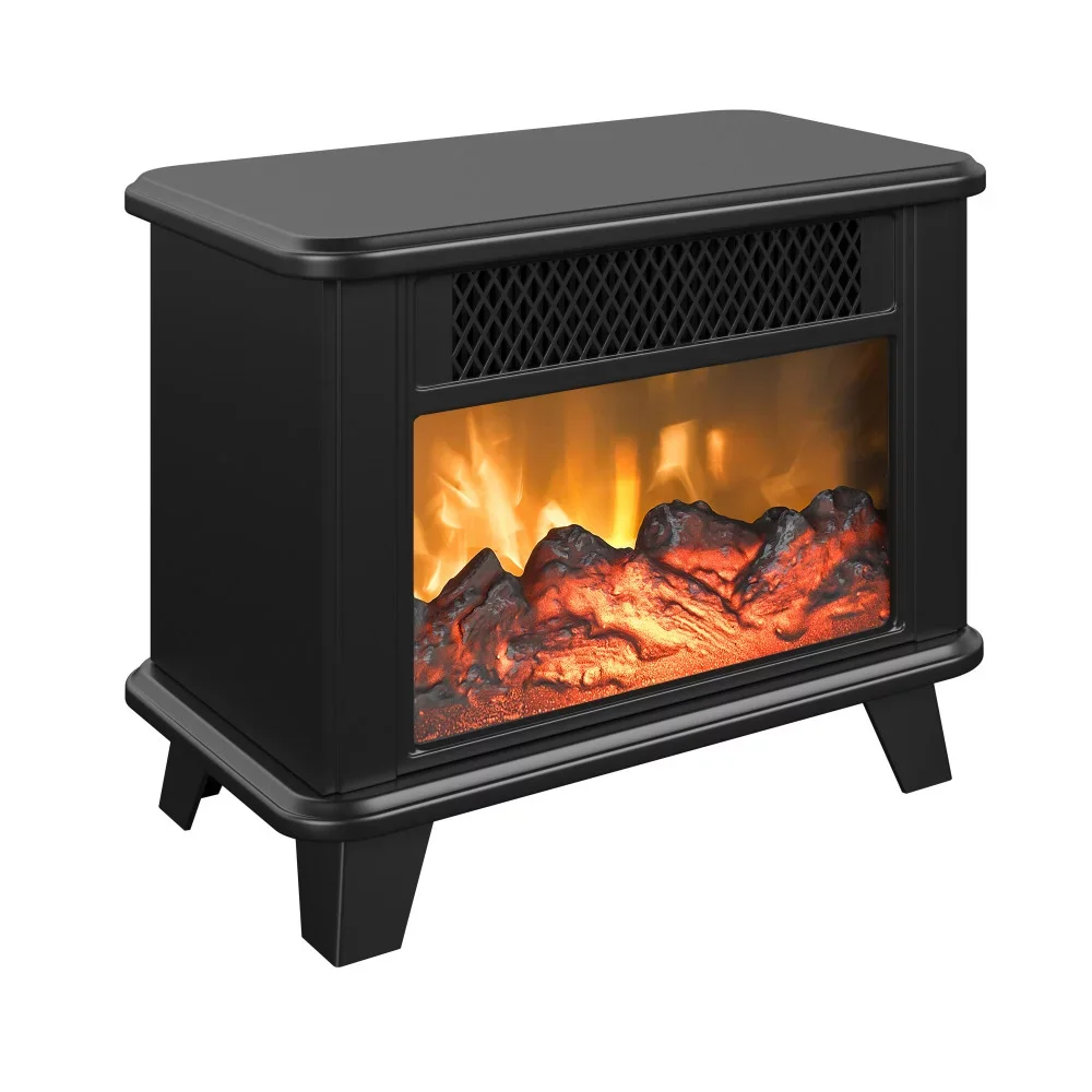 Electric Fireplace Personal Space Heater, Black (US Stock)