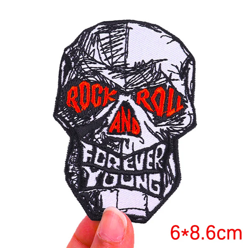 Horror Ghost Embroidered Patches On Clothes Letter Patch Punk  Badges Iron On Patches For Clothing Hippie Rock Clothes Stickers