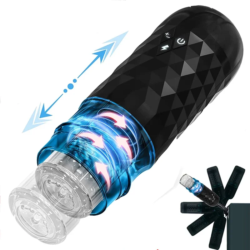 Автоматический телескопический вращающийся мастурбатор для мужчин мужская