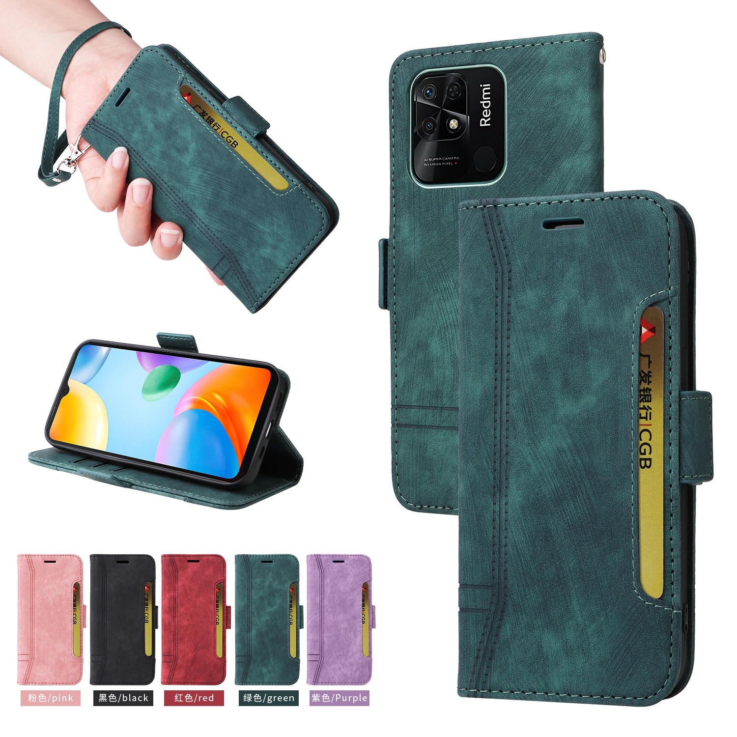 

Wallet Case for Redmi 10C 10A K50 K40 10 9A 9i 9C 9T Note 11S 11E 11 10 Pro 10S 9S Phone Bags Leather Flip Full Protect Cover
