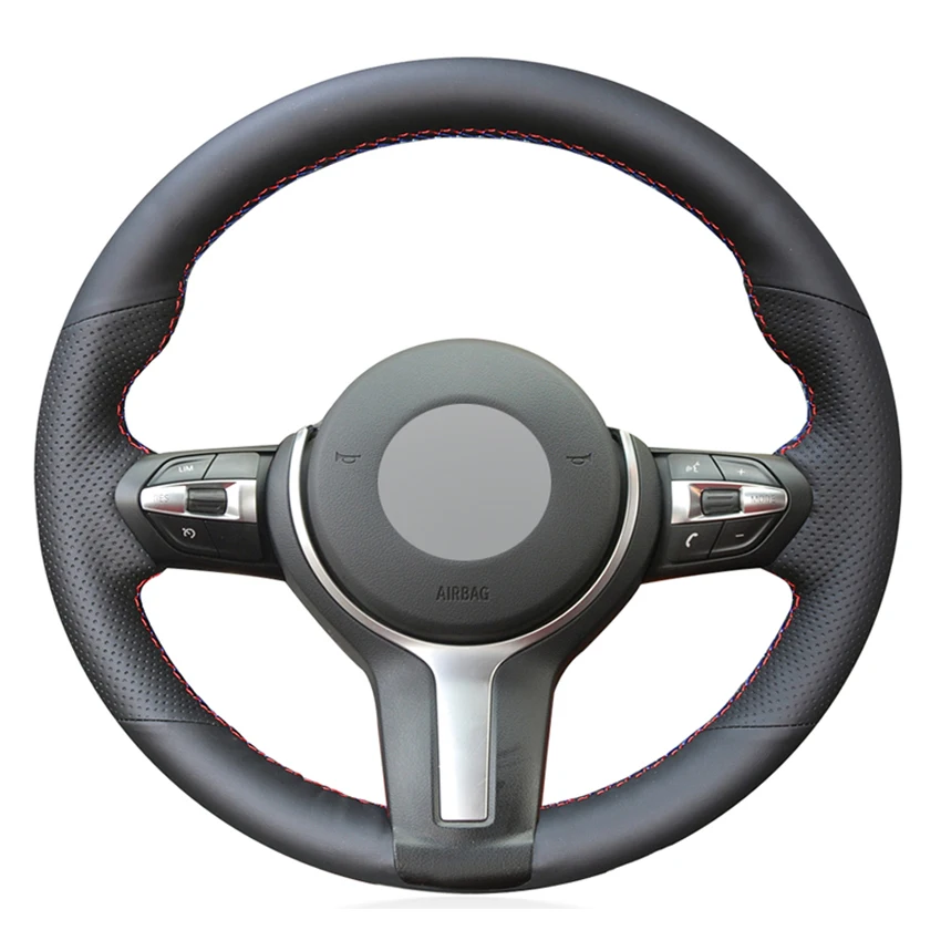 

Black Faux Leather Car Steering Wheel Cover for BMW (M Sport) 1 Series F20 F21 M135i M140i M235i M240i X1 F48 X2 F39 X3 F25