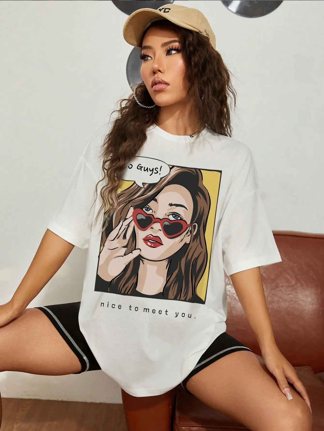

A Modern Woman Said Hello Guys Print Tshirt Woman Cotton Fashion T-Shirt Fashion Harajuku Tshirts Comfortable Loose Women Tops