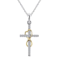 eternal unlimited love 8 word inlaid zircon cross necklace pendant for women girl party jewelry gifts
