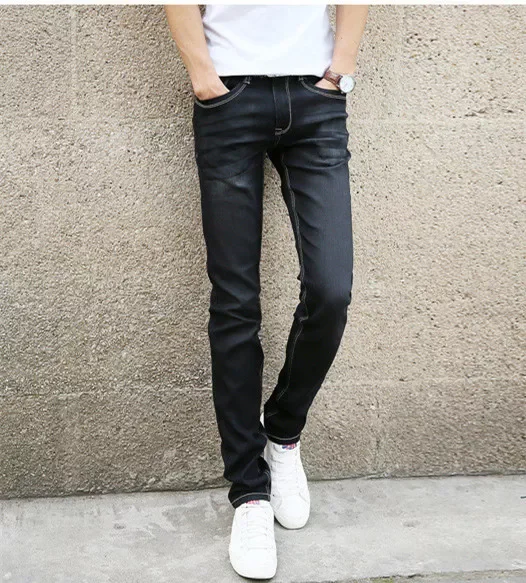 2022New New Men's Slim Stretch Jeans Fashion Solid Color Classic Style Denim Trousers Male Brand Trousers