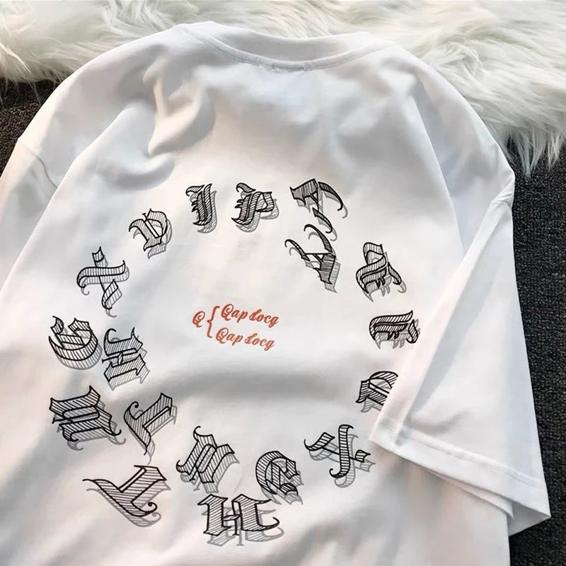

INS 100% cotton short sleeve T-shirt retro American style hiphop style loose ins half sleeve clothes