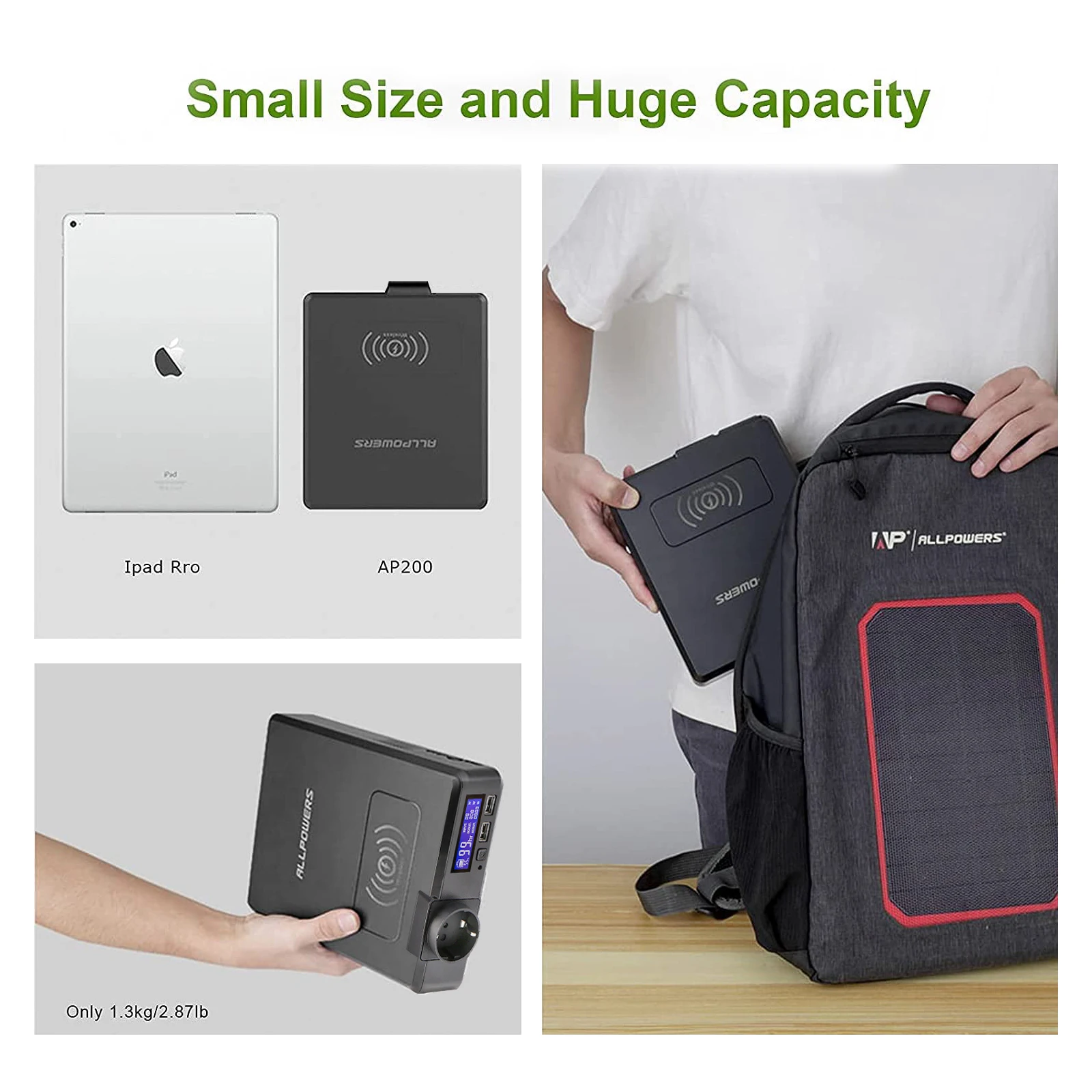 Tanie ALLPOWERS Solarny Powerbank 154Wh 41600mAh Zewnętrzna ładowarka Usb, Akumulator Mophie Powerstation 200W Generator Przenośny Awaryjne Zasilanie Awaryjne