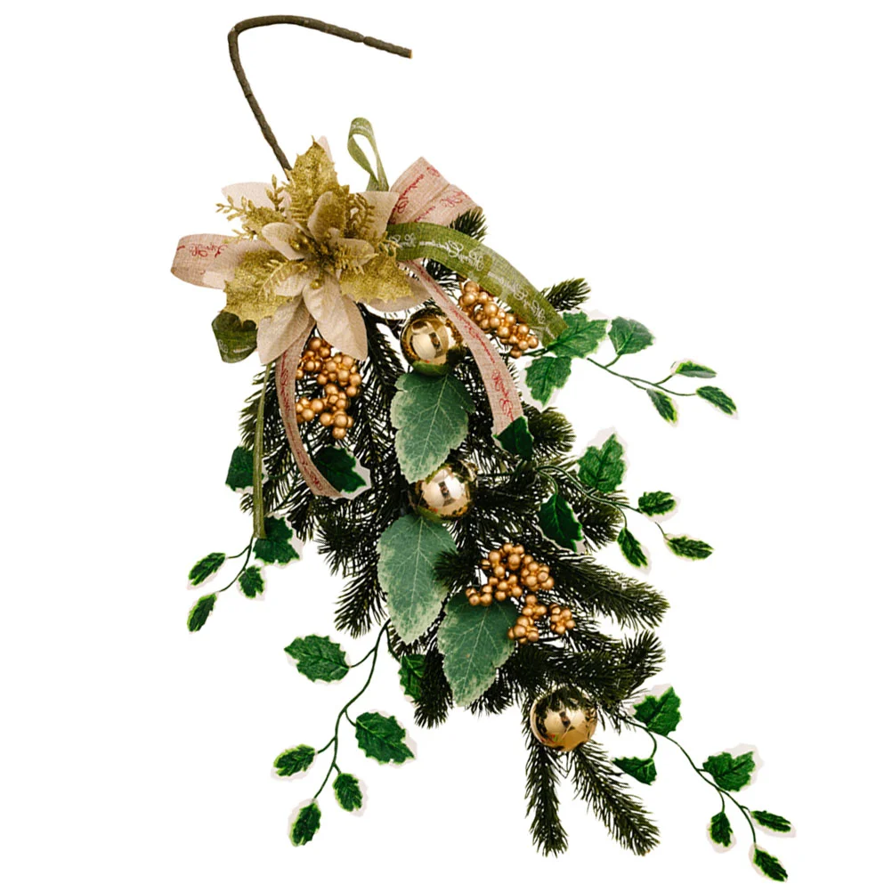 

Christmasxmas Door Hanging Teardrop Decor Artificial Garland Railing Wreath Stair Upside Down Wall Garlands Poinsettia Flower