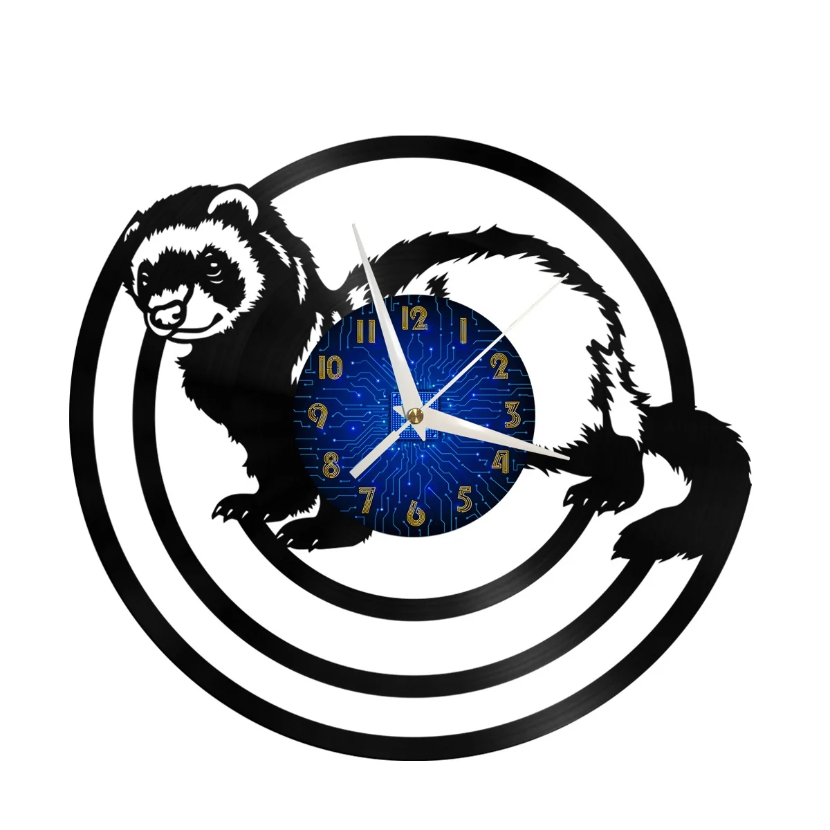 

Ferrets Decoration Vinyl Wall Clock, Vinyl Record Clock Wall Art Silent & Non-ticking