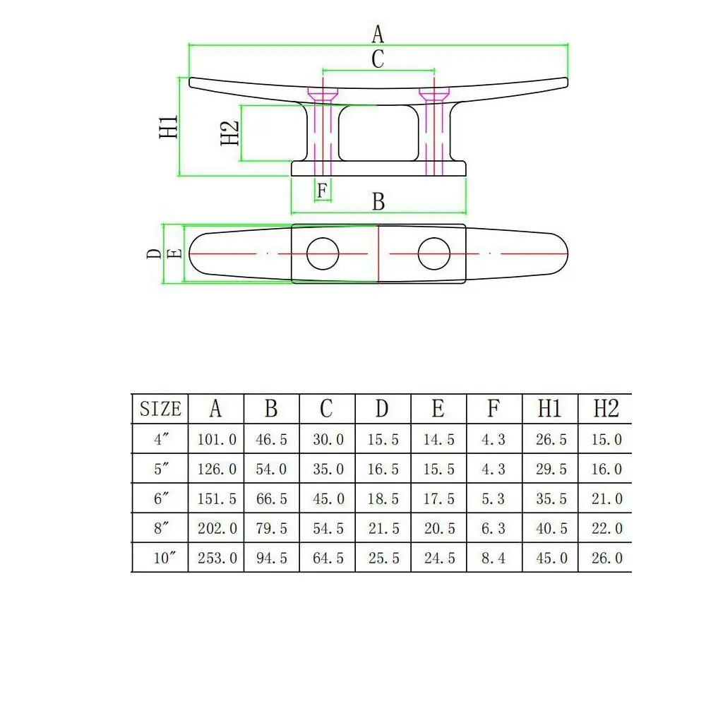 Швартовочный планка из нержавеющей стали 4 дюйма/5 дюймов/6 дюймов/8 дюймов/10