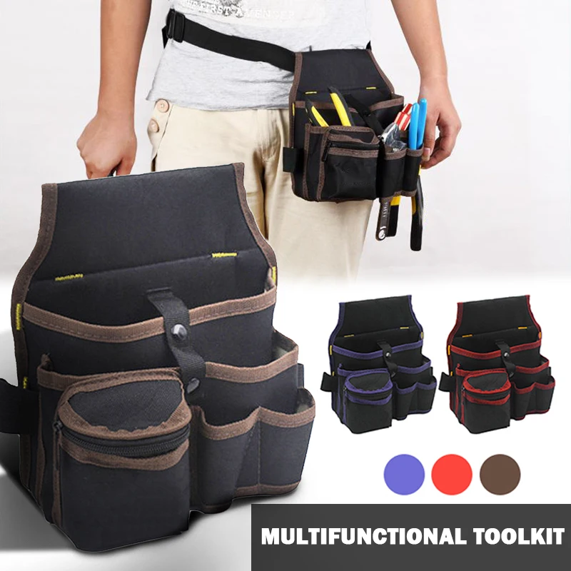 

Belt Waist Pocket Case High Capacity Tool Bag 9 in 1 Tool Bag Premium Polyester Fabric Tool Bag Electrician Waist Bag