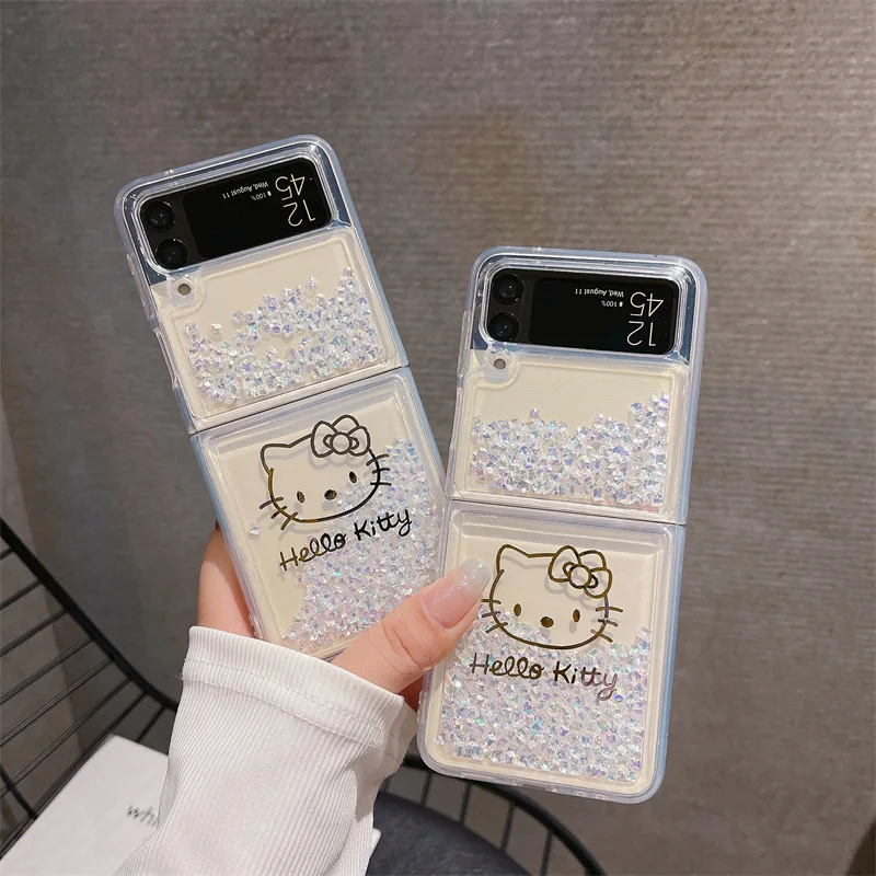 

Чехол для телефона Sanrio Hello Kitty для Samsung Galaxy Z Flip 3 5G ZFlip3 Z Flip 4 Flip3 zflip Flip4, Жесткий Чехол из поликарбоната, чехлы с рисунком аниме