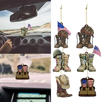 american soldier boots cowboy funny car rearview mirror ornament cute decoration accessories interior pendant pocket hangin v0l7