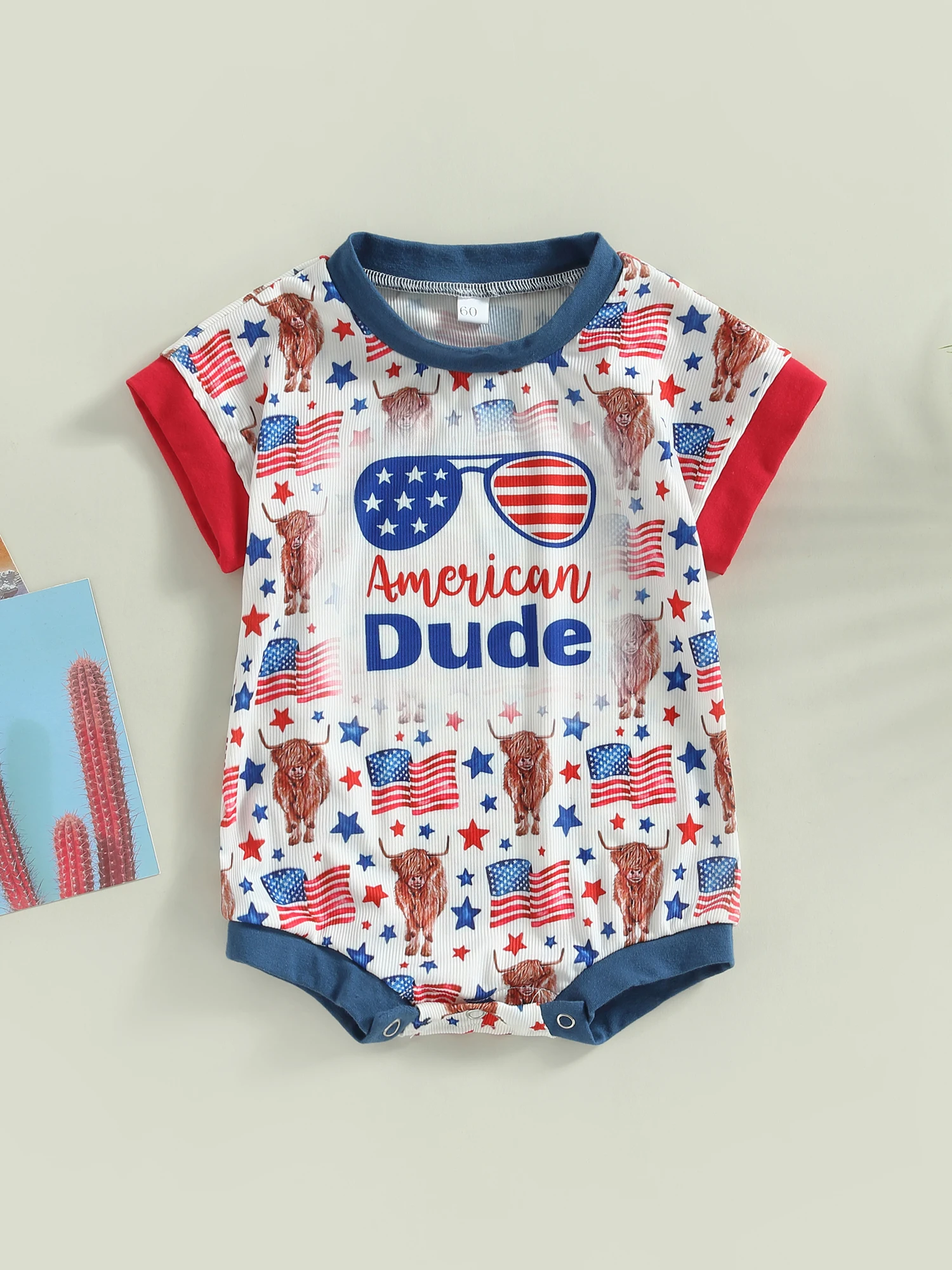 

Детский комбинезон с американским флагом, летняя патриотическая одежда с коротким рукавом для мальчиков 0-18 месяцев
