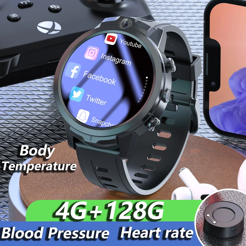 2022 NEW LZAKMR 4G Net SmartWatch X600S Altitude Barometric Temperature 1.6" Screen Blood Pressure 128G Adult 5MP Camera Android