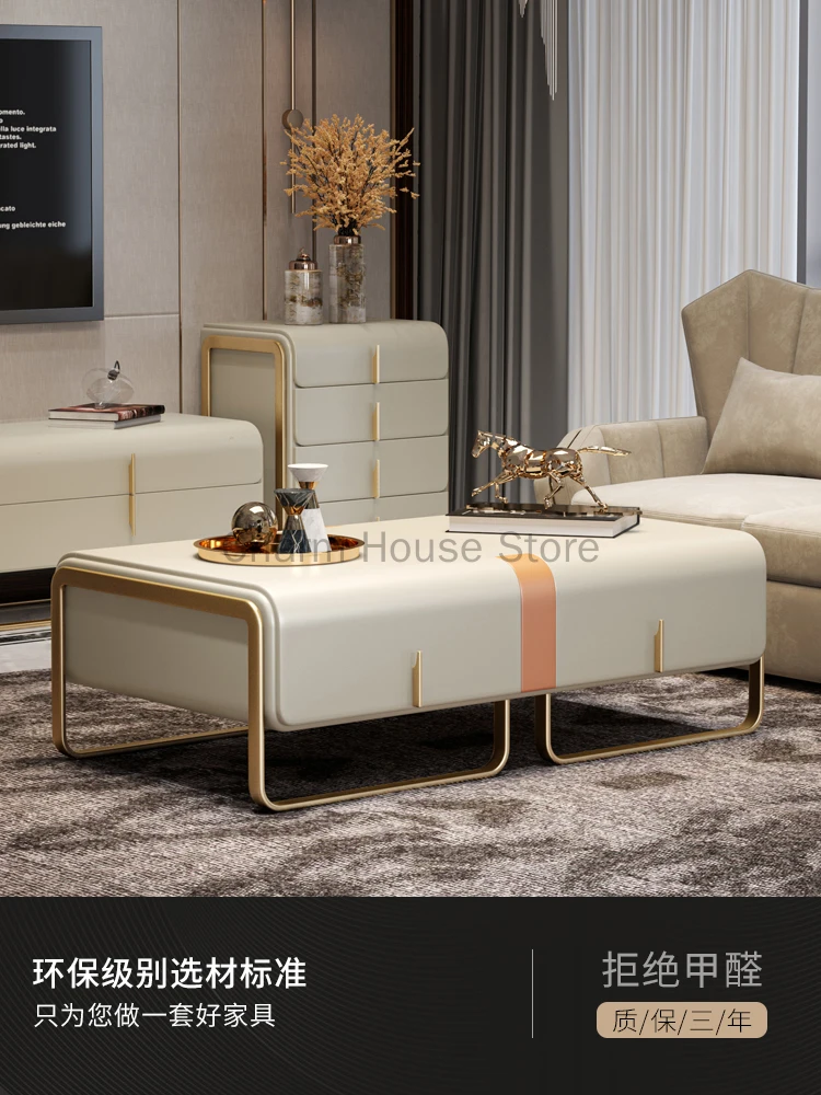 

Light Luxury Coffee Table TV Cabinet Combination Furniture Living Room Custom Italian Square Tea Postmodern Model Room Marble
